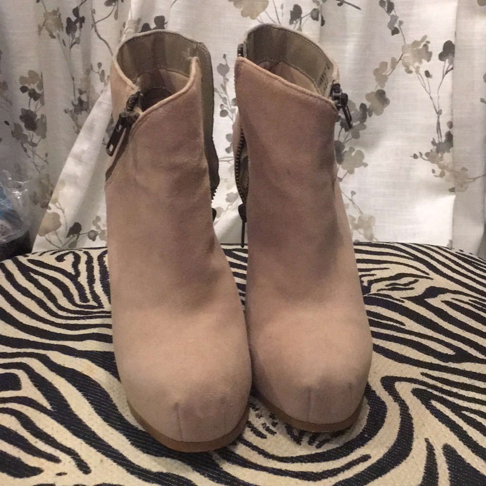 Beige suede booties
